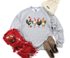 Country Christmas Clucker: Festive Chicken Crewneck