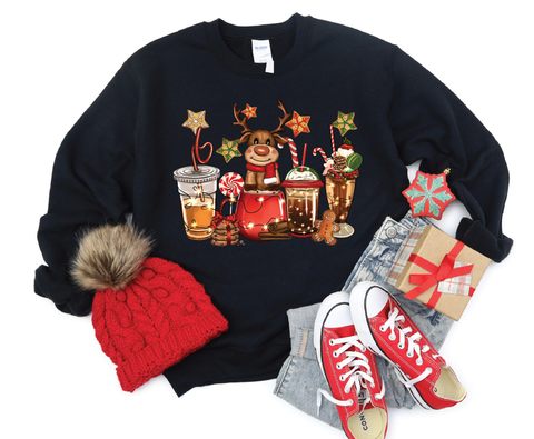 Cozy Cheers: 'Reindeer Holiday Drinks' Crewneck