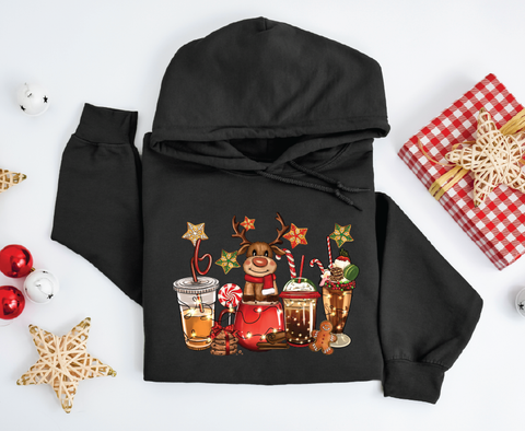 Cozy Cheers: 'Reindeer Holiday Drinks' Hoodie