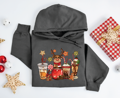 Cozy Cheers: 'Reindeer Holiday Drinks' Hoodie