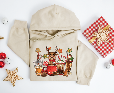 Cozy Cheers: 'Reindeer Holiday Drinks' Hoodie