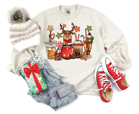Cozy Cheers: 'Reindeer Holiday Drinks' Crewneck