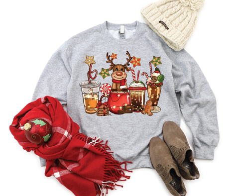 Cozy Cheers: 'Reindeer Holiday Drinks' Crewneck