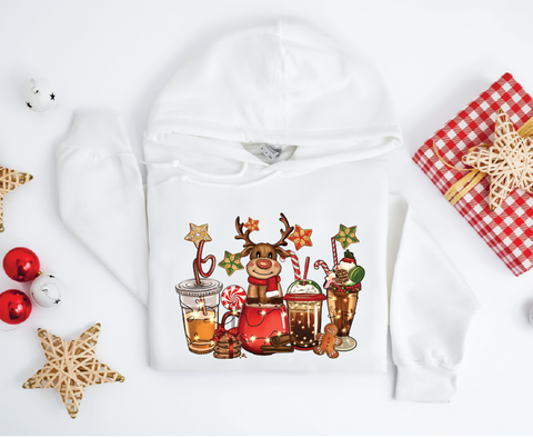Cozy Cheers: 'Reindeer Holiday Drinks' Hoodie