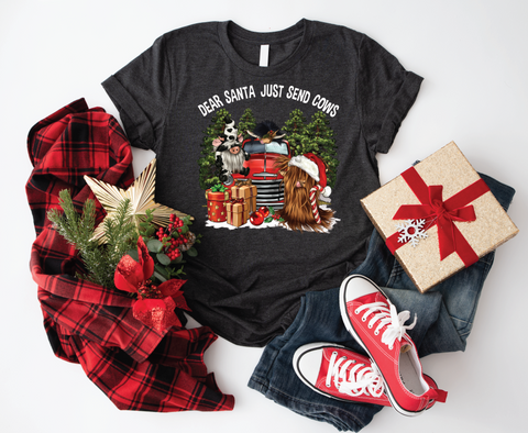 Dear Santa Just Send Cows: Christmas Softstyle Shirt