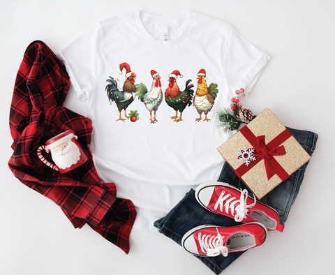 Country Christmas Clucker: Festive Chicken Softstyle Shirt