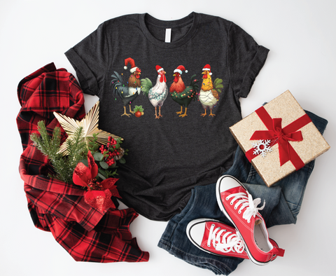 Country Christmas Clucker: Festive Chicken Softstyle Shirt
