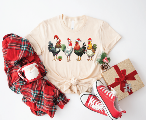 Country Christmas Clucker: Festive Chicken Softstyle Shirt