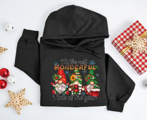 Gnome Wonderland: Festive Cheetah Print Hoodie