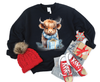 Highland Holiday Cheer: Cute Christmas Cow Crewneck