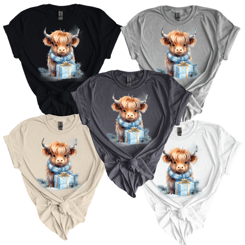 Highland Holiday Cheer: Cute Christmas Cow Softstyle Shirt