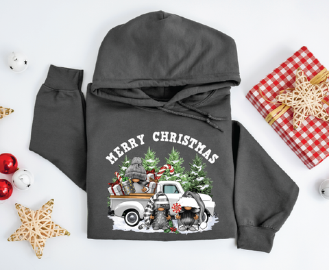 Gnomes On The Go: Vintage Truck Christmas Hoodie
