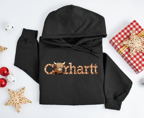 Bovine Bluster: Carhartt Cow Hoodie Brown