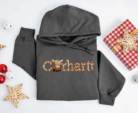 Bovine Bluster: Carhartt Cow Hoodie Brown