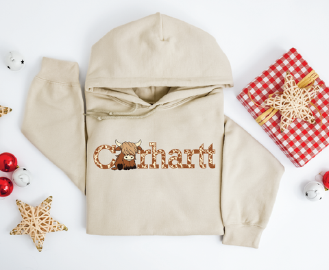 Bovine Bluster: Carhartt Cow Hoodie Brown