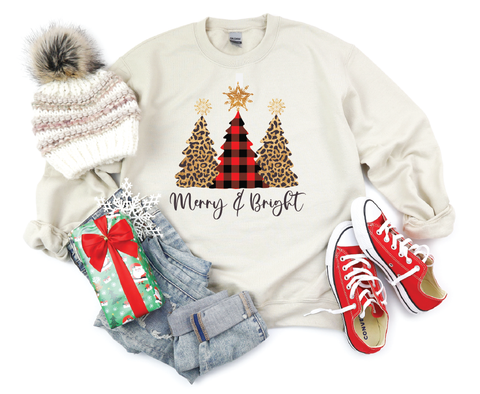 Merry & Bright Evergreen Elegance: Christmas Tree Crewneck