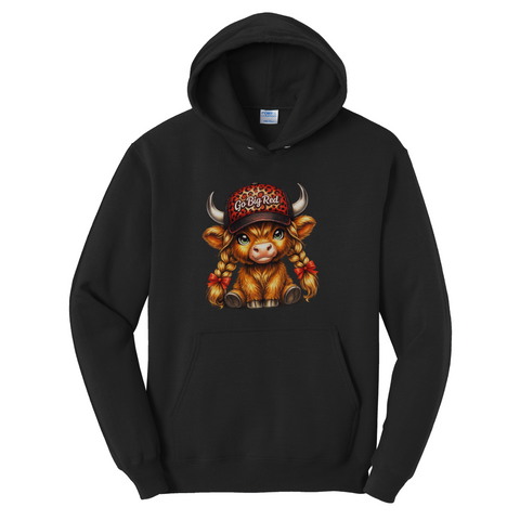Go Big Red Highland Cow Hoodie | Nebraska Game Day Sweatshirt