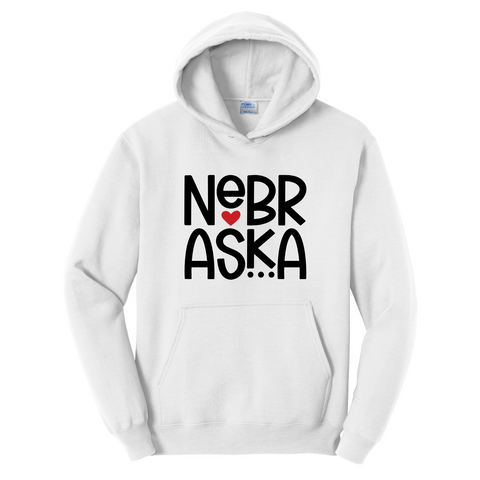 Nebraska Heart Hoodie | Minimal Nebraska State Sweatshirt