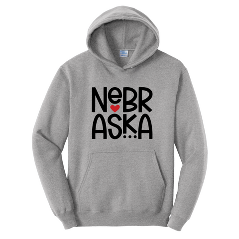 Nebraska Heart Hoodie | Minimal Nebraska State Sweatshirt