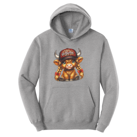 Go Big Red Highland Cow Hoodie | Nebraska Game Day Sweatshirt