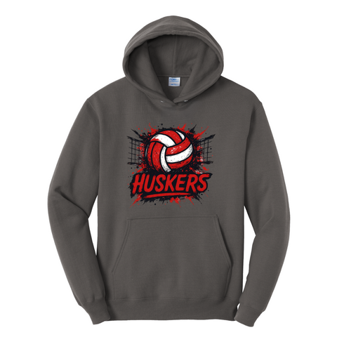 Huskers Splatter Volleyball Hoodie | Nebraska Game Day Sweatshirt