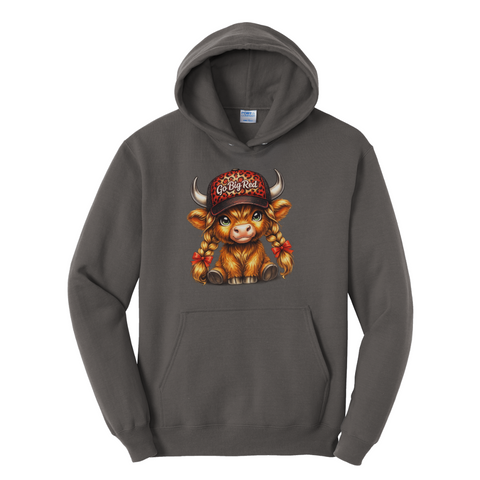 Go Big Red Highland Cow Hoodie | Nebraska Game Day Sweatshirt