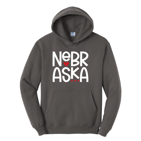 Nebraska Heart Hoodie | Minimal Nebraska State Sweatshirt