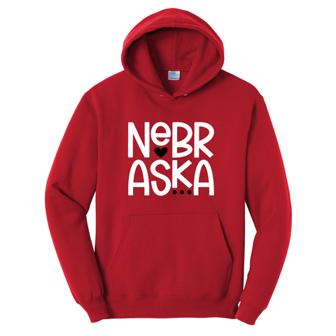 Nebraska Heart Hoodie | Minimal Nebraska State Sweatshirt