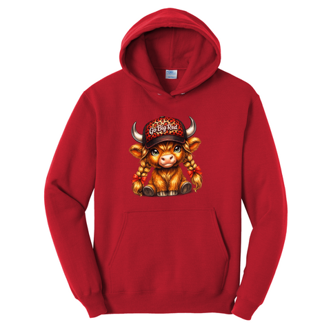 Go Big Red Highland Cow Hoodie | Nebraska Game Day Sweatshirt