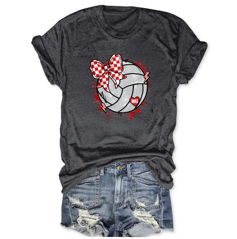 Nebraska Huskers Volleyball Bow Tee – Vintage Game Day Shirt