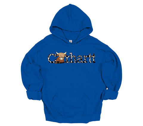 Carhartt Highland Cow Hoodie - Black Cow Text