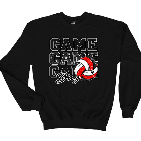 Serve Up Some Sparkle – Game Day Volleyball Crewneck Nebraska Sweatshirt