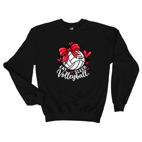 Eat Sleep Volleyball Bow Sweatshirt | Cute Game Day Crewneck