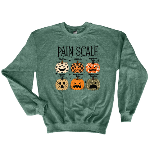 Halloween Nurse Sweatshirt – Pumpkin Pain Scale Crewneck