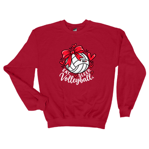 Eat Sleep Volleyball Bow Sweatshirt | Cute Game Day Crewneck