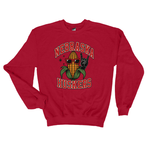 Rock On Nebraska Huskers Corn Sweatshirt | Funny Game Day Crewneck