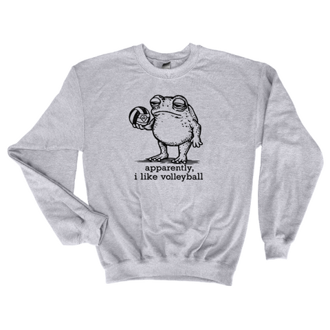 Apparently I Like Volleyball Sweatshirt – Funny Nebraska Frog Crewneck