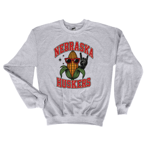 Rock On Nebraska Huskers Corn Sweatshirt | Funny Game Day Crewneck