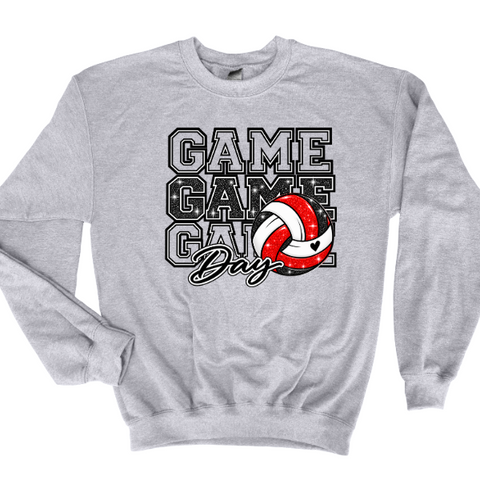 Serve Up Some Sparkle – Game Day Volleyball Crewneck Nebraska Sweatshirt