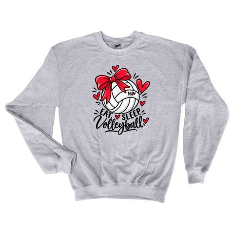 Eat Sleep Volleyball Bow Sweatshirt | Cute Game Day Crewneck