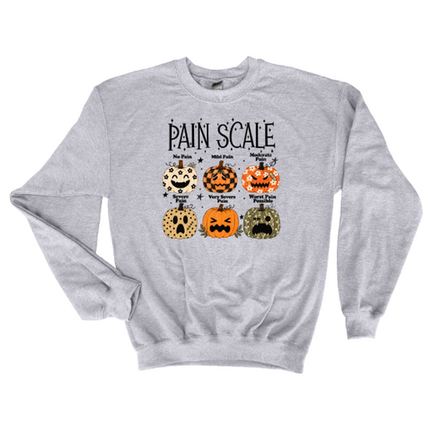 Halloween Nurse Sweatshirt – Pumpkin Pain Scale Crewneck