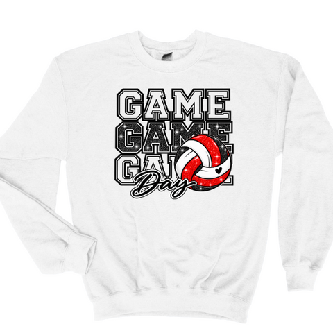 Serve Up Some Sparkle – Game Day Volleyball Crewneck Nebraska Sweatshirt
