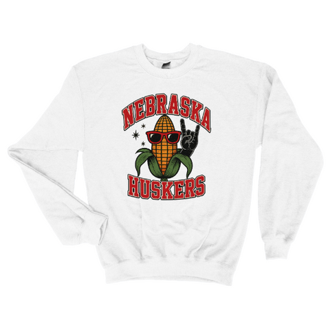Rock On Nebraska Huskers Corn Sweatshirt | Funny Game Day Crewneck