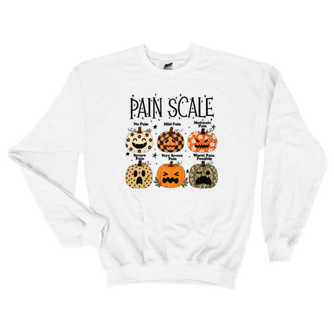 Halloween Nurse Sweatshirt – Pumpkin Pain Scale Crewneck