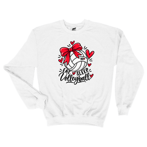 Eat Sleep Volleyball Bow Sweatshirt | Cute Game Day Crewneck