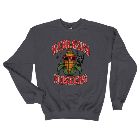 Rock On Nebraska Huskers Corn Sweatshirt | Funny Game Day Crewneck