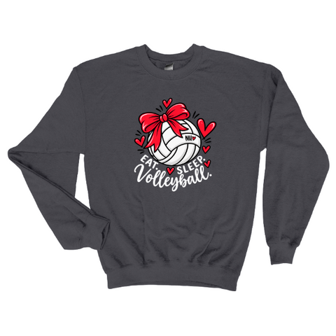 Eat Sleep Volleyball Bow Sweatshirt | Cute Game Day Crewneck