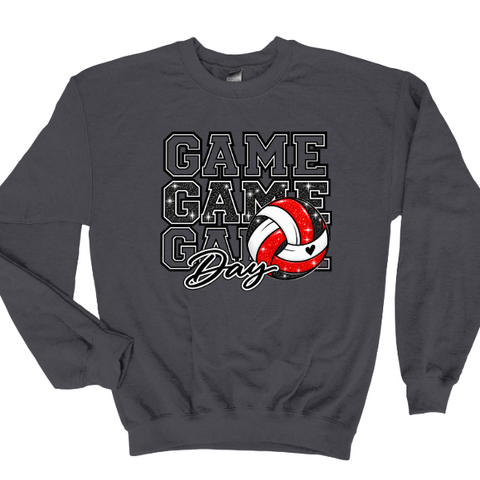 Serve Up Some Sparkle – Game Day Volleyball Crewneck Nebraska Sweatshirt