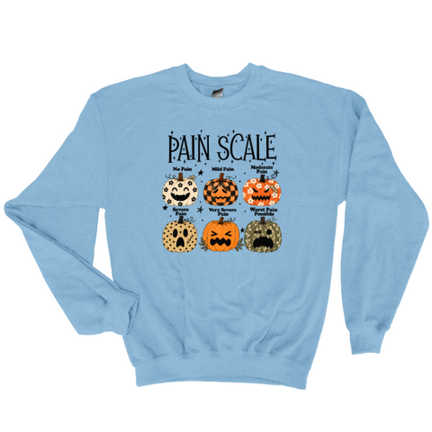 Halloween Nurse Sweatshirt – Pumpkin Pain Scale Crewneck