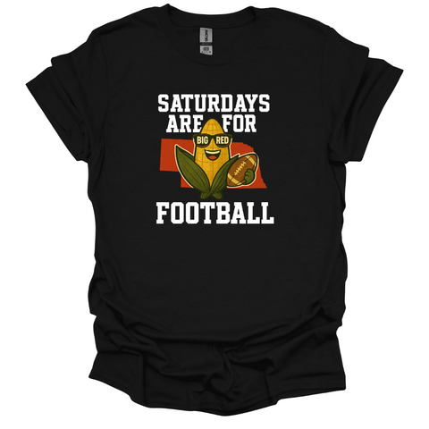 Saturdays Are for Football T-Shirt | Nebraska Corn Graphic Tee | Funny Game Day Shirt | Big Red Fan Unisex Tee